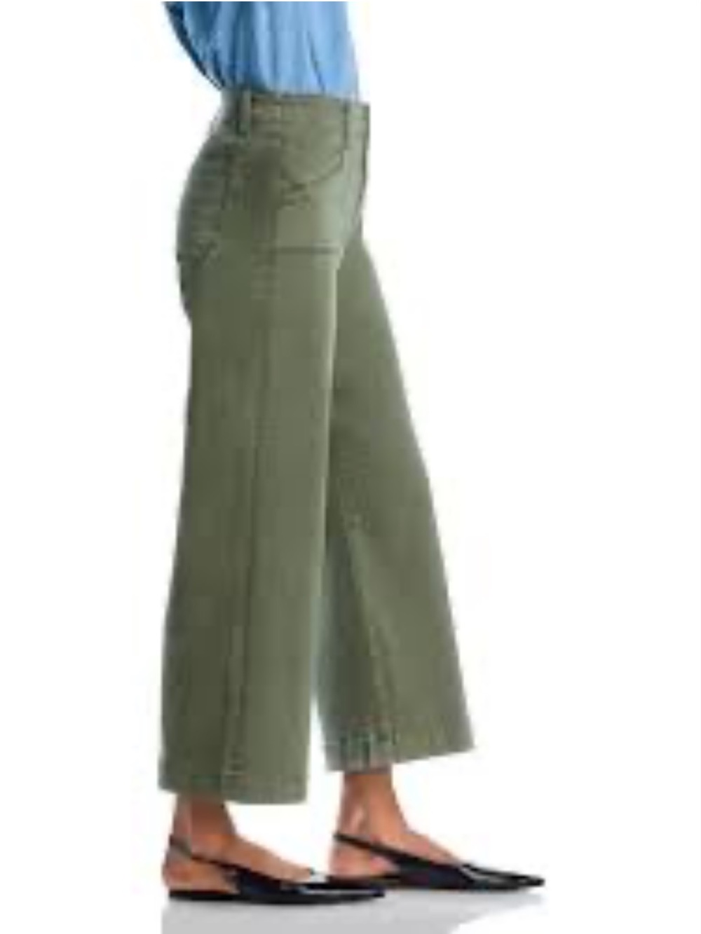 Paige | Anessa | High-Rise Wide-Leg Ankle Jeans in Vintage Mossy Green | 25